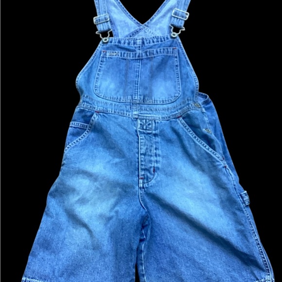 Vintage Women's Y2K GAP Blue Denim BIB OVERALLS Shortalls XL - Picture 4 of 5